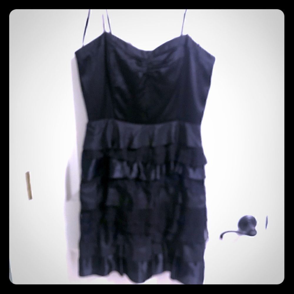 Armani Exchange sz 10 black silk ruffled dress